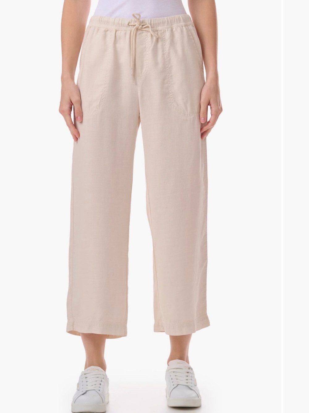 Angie Crop Wide-Leg Pants - Cream